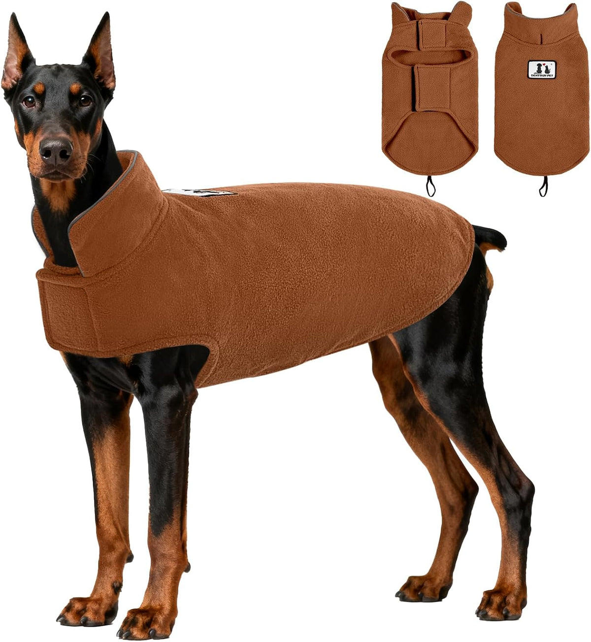 Reversible Windproof Dog Winter Coat - Polar Fleece Reflective Vest