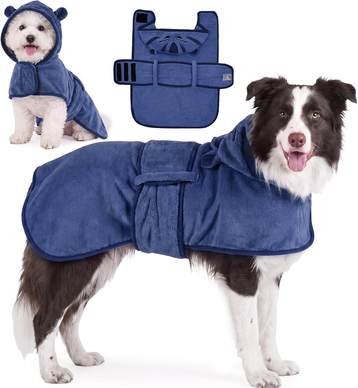 Super Absorbent Dog Drying Coat with Hood - Fast Drying Bathrobe