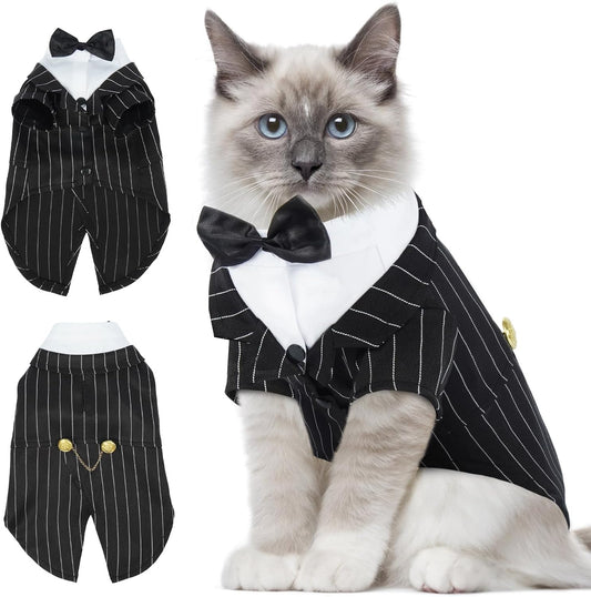 Cat Tuxedo Outfit with Bow Tie - Formal Suit for Sphynx and Small Cats