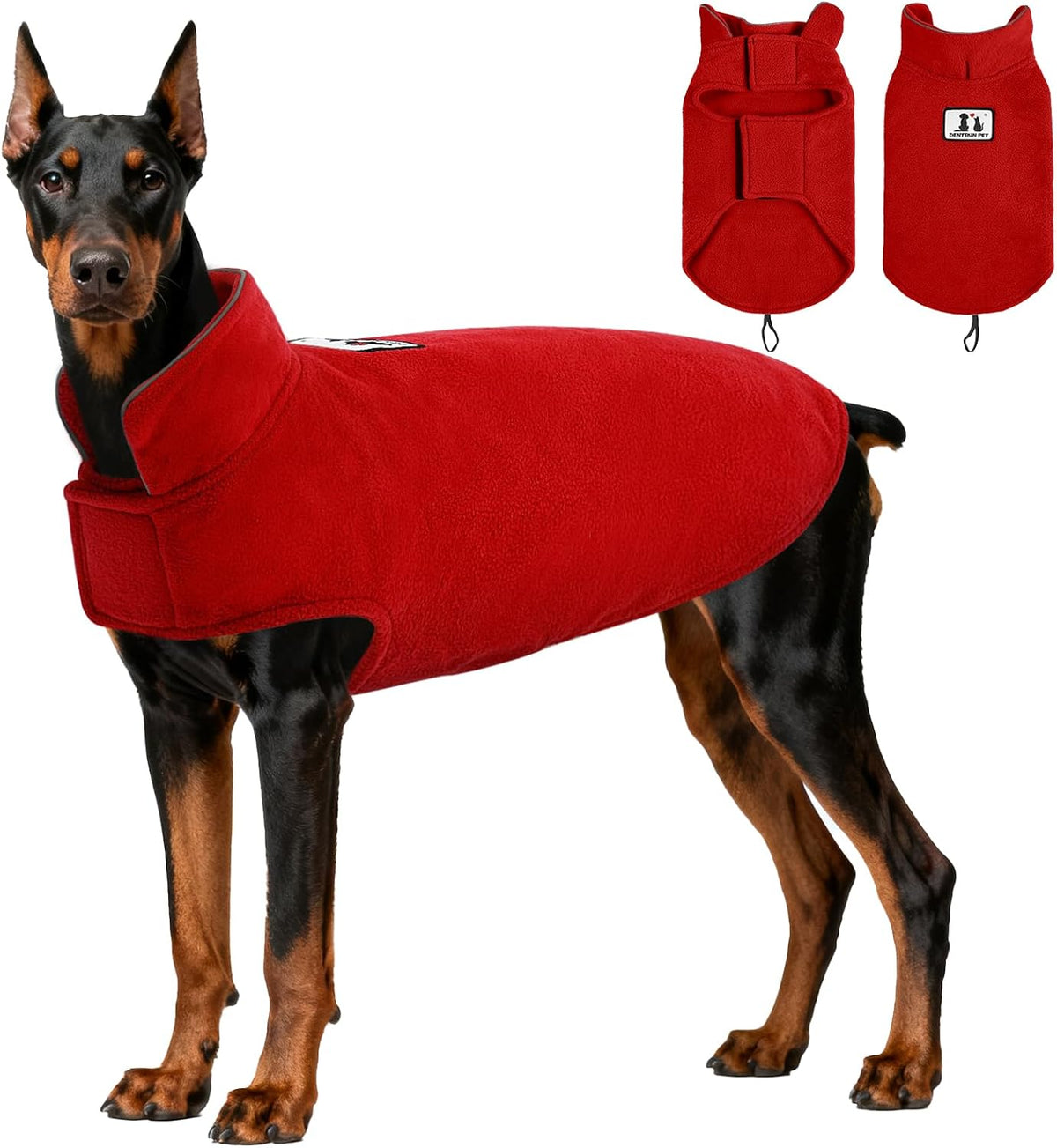 Reversible Windproof Dog Winter Coat - Polar Fleece Reflective Vest