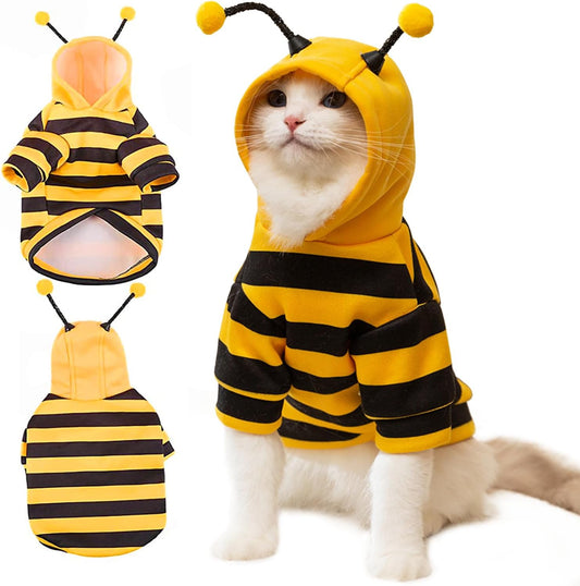 Sphynx Cat Bee Costume Sweater - Soft Cotton with Hood