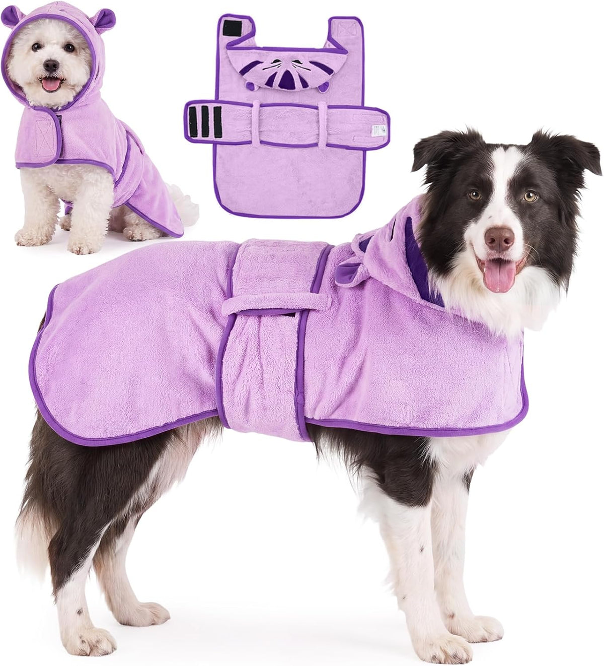 Super Absorbent Dog Drying Coat with Hood - Fast Drying Bathrobe